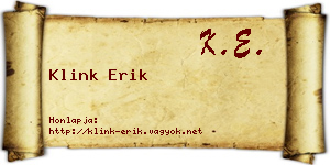 Klink Erik névjegykártya